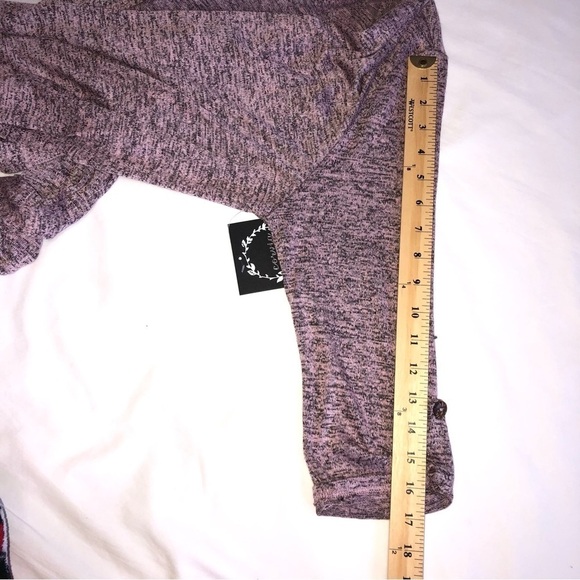 Corvia Long Line Open Cardigan Size L NWT Pink Black Marled Button Tab Sleeves - Picture 7 of 10